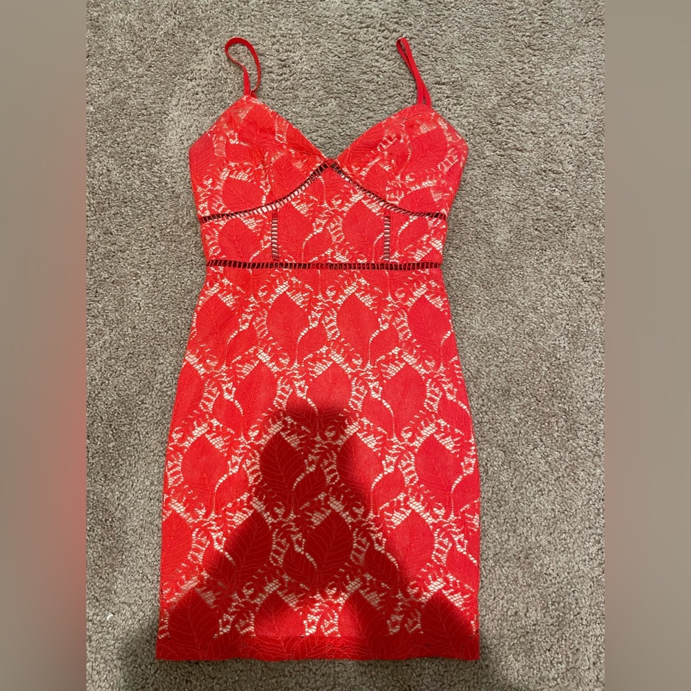 Red lace dress